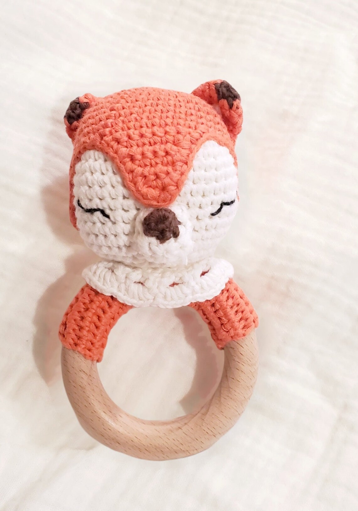 Natural Wooden Rattle Keepsake Set 100 Cotton Crochet and Etsy