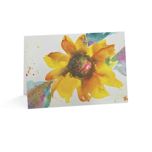 Cartes de vœux pliées aquarelle audacieuses de tournesol (1, 10, 30 et 50 pièces)