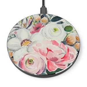 Pink Peony Bouquet Wireless Charger