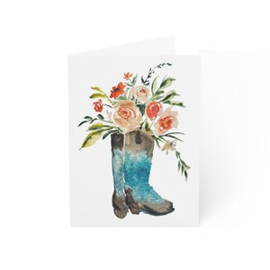 Boots Card Cartes de vœux pliées à imprimé floral aquarelle (1, 10, 30 et 50 pièces)