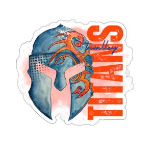 TriValley Titans Blue and Orange Sticker Original Watercolor Sticker, original watercolor art, Kiss-Cut Stickers