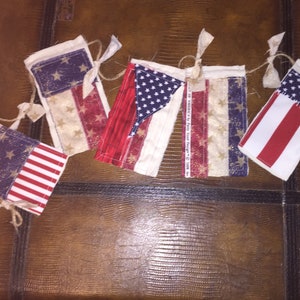Patriotic Banner Americana Flag Garland Primitive Garland Hanger July 4th Bunting