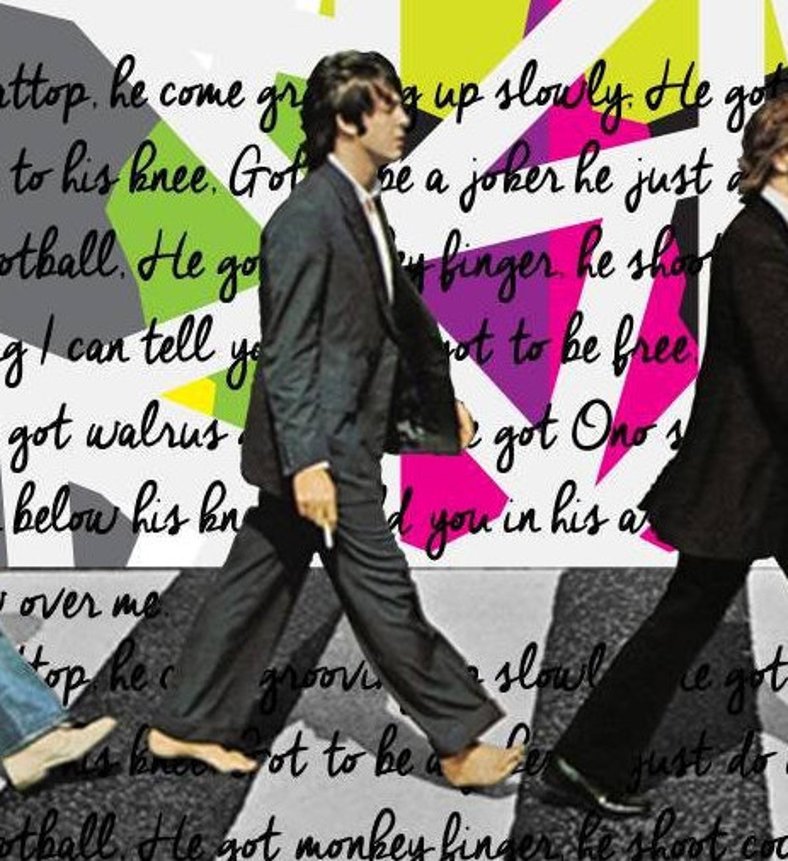 Beatles Print in Colour With Lyrics, Song Words, Quote. Abbey Road