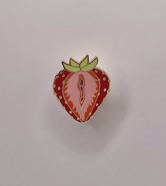 Strawberry Vulva Pin // Enamel Pin // Hard Enamel Pins // Back
