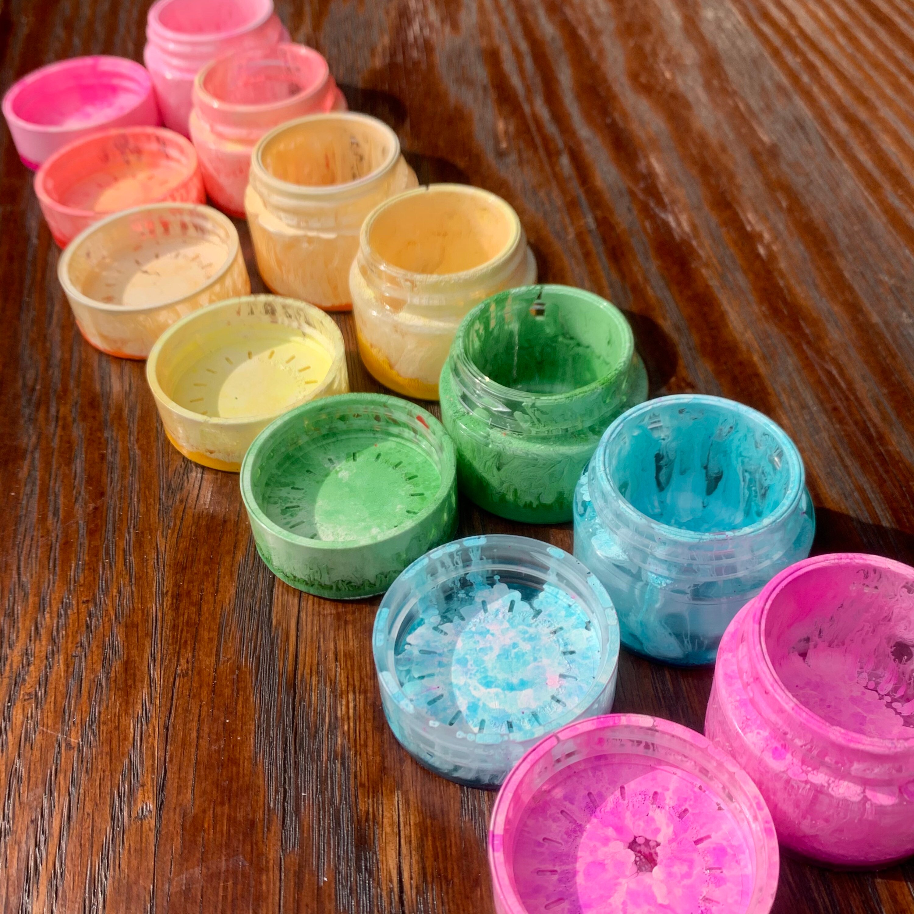 Crystal Topped Small Stash Jar Rainbow Resin Jar with Lid Etsy