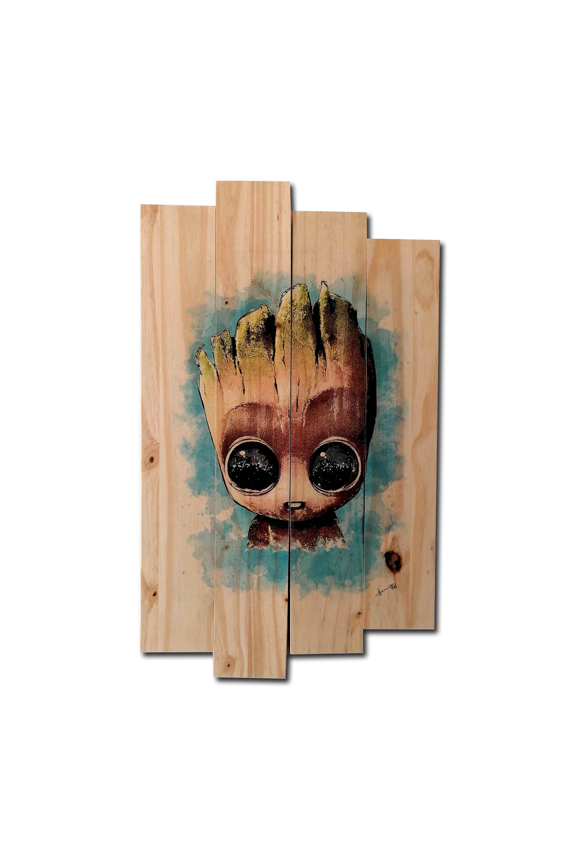 Tableau en Bois, Tableau Baby Groot, Décoration Murale, Palette, Bande Dessinée, Comics, Groot