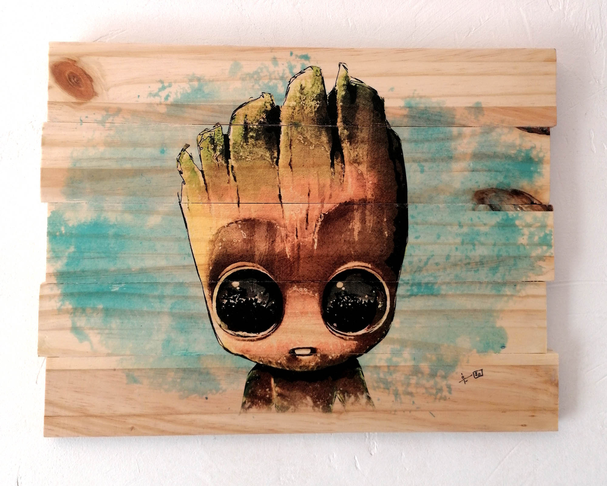 Tableau Bois, Tableau Baby Groot, Décoration Murale, Palette, Bande Dessinée, Comics, Groot