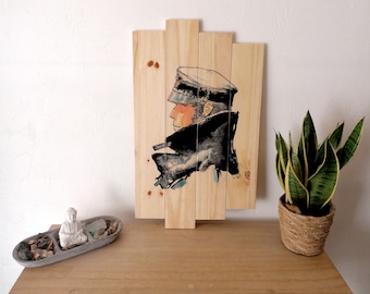 Pintura Corto Maltese, pintura em madeira, decoração de parede, paleta, madeira, Corto Maltese, banda desenhada, pintura em madeira