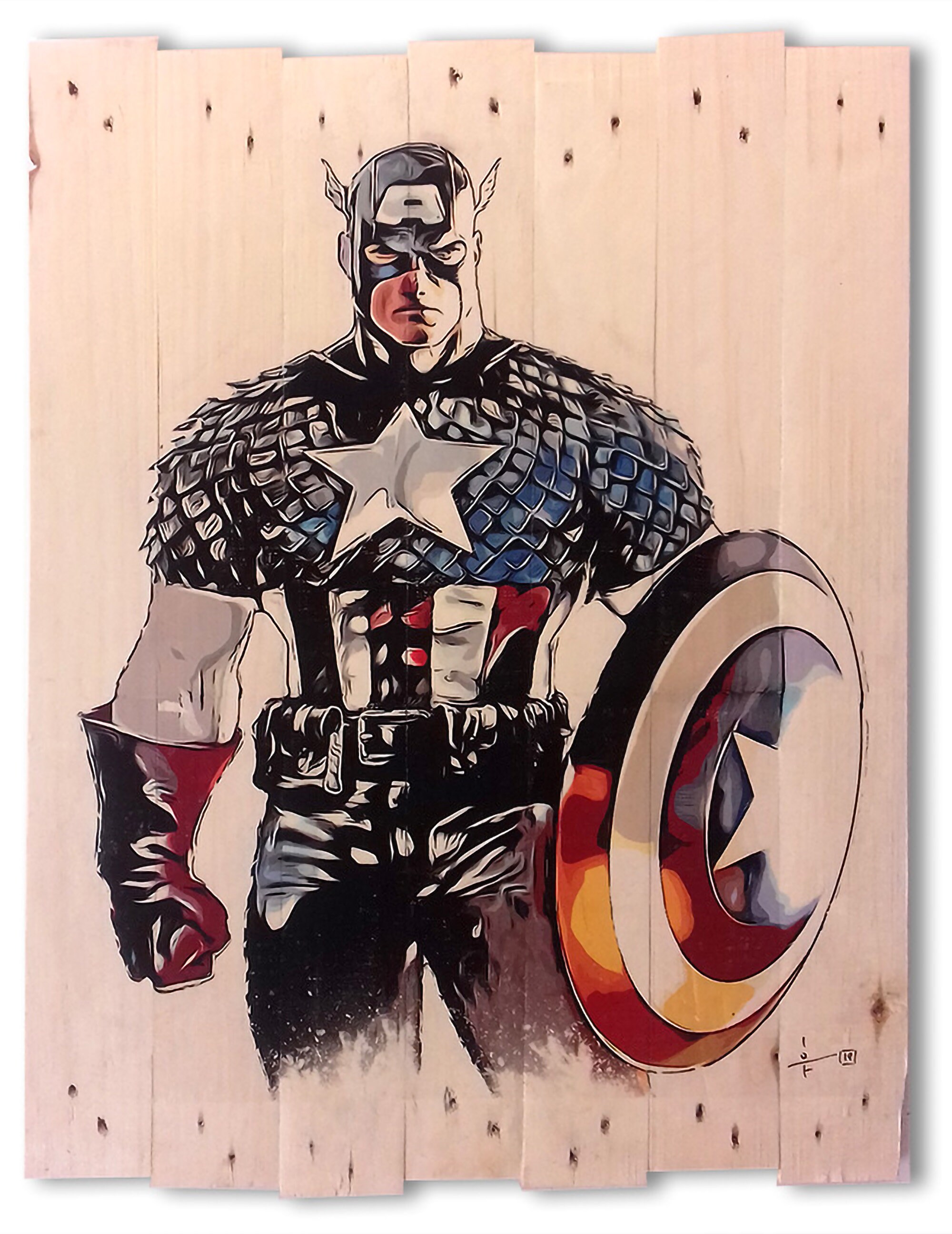 Wood Painting, Captain America Painting, Wall Decoration, Pallet, Wood