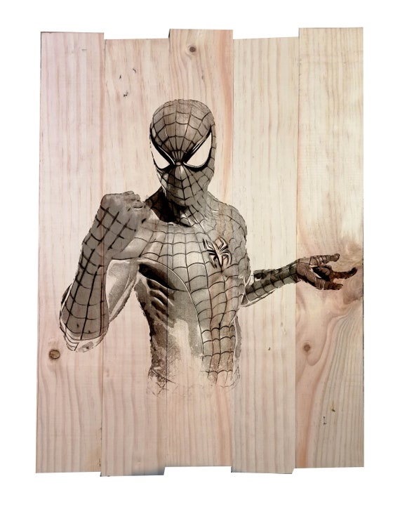 Toile Spiderman, cadre pour homme araignée - bande dessinée - cadre en bois