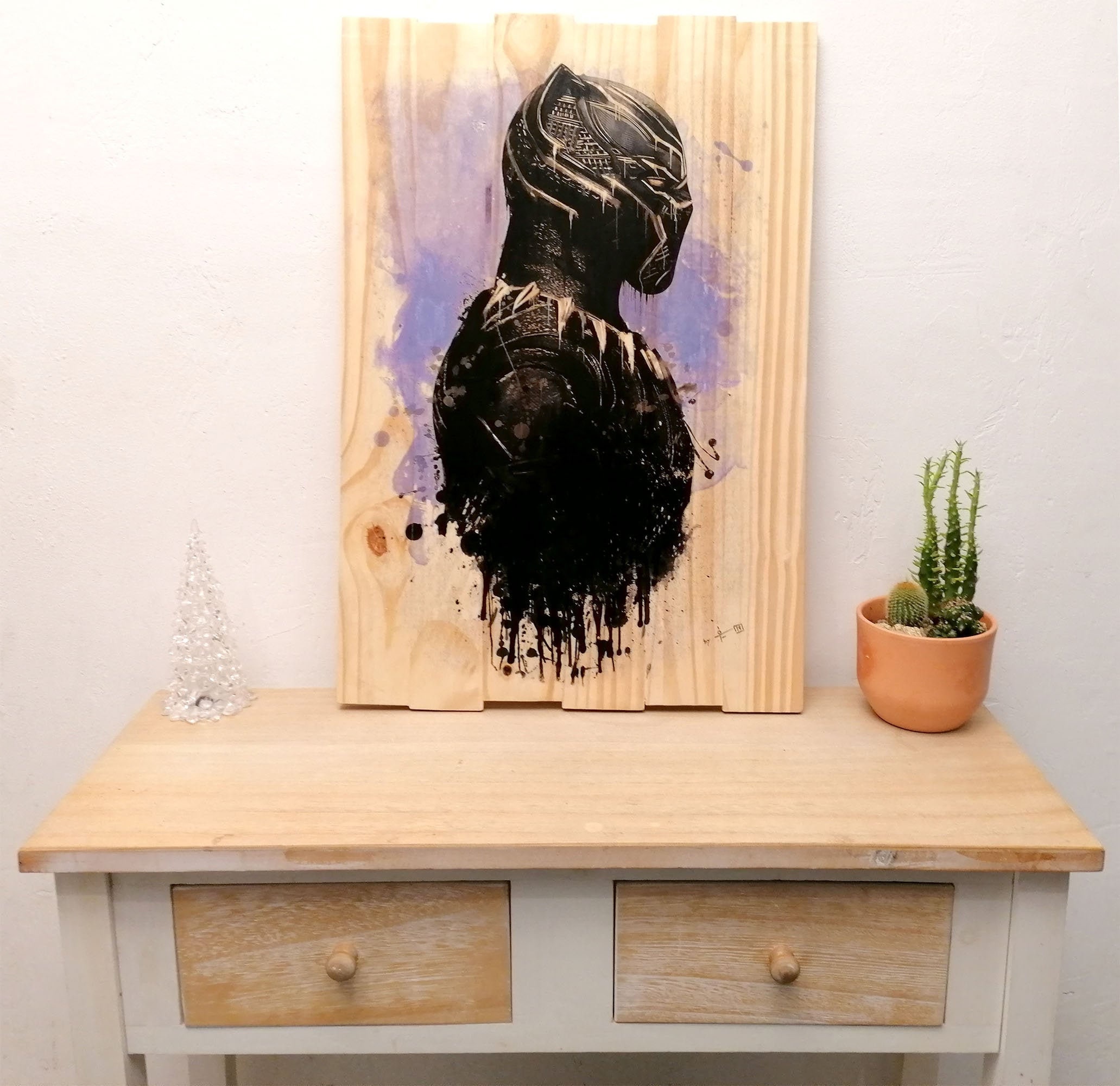 Black Panther, Tableau Bois, Black Décoration Murale, Palette, Comics