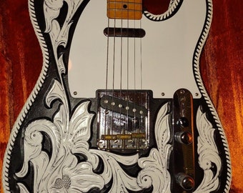 Fender Telecaster MIM/Standard Players Tele/50s Reissue with CUSTOM-MADE Hand-Tooled Waylon-Style Leather Cover Made-to-Order!