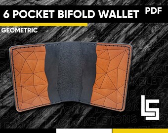6 pocket Geometric Minimalist Leather Wallet Laser Cut File PDF Laser engraving Commercial free Glowforge