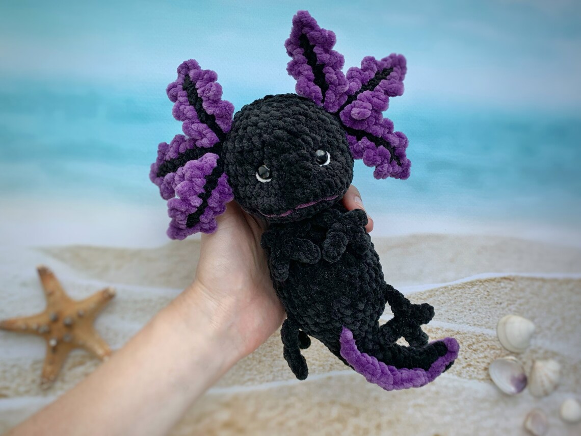 Black Axolotl plush Baby axolotl toy Nautical nursery decor | Etsy
