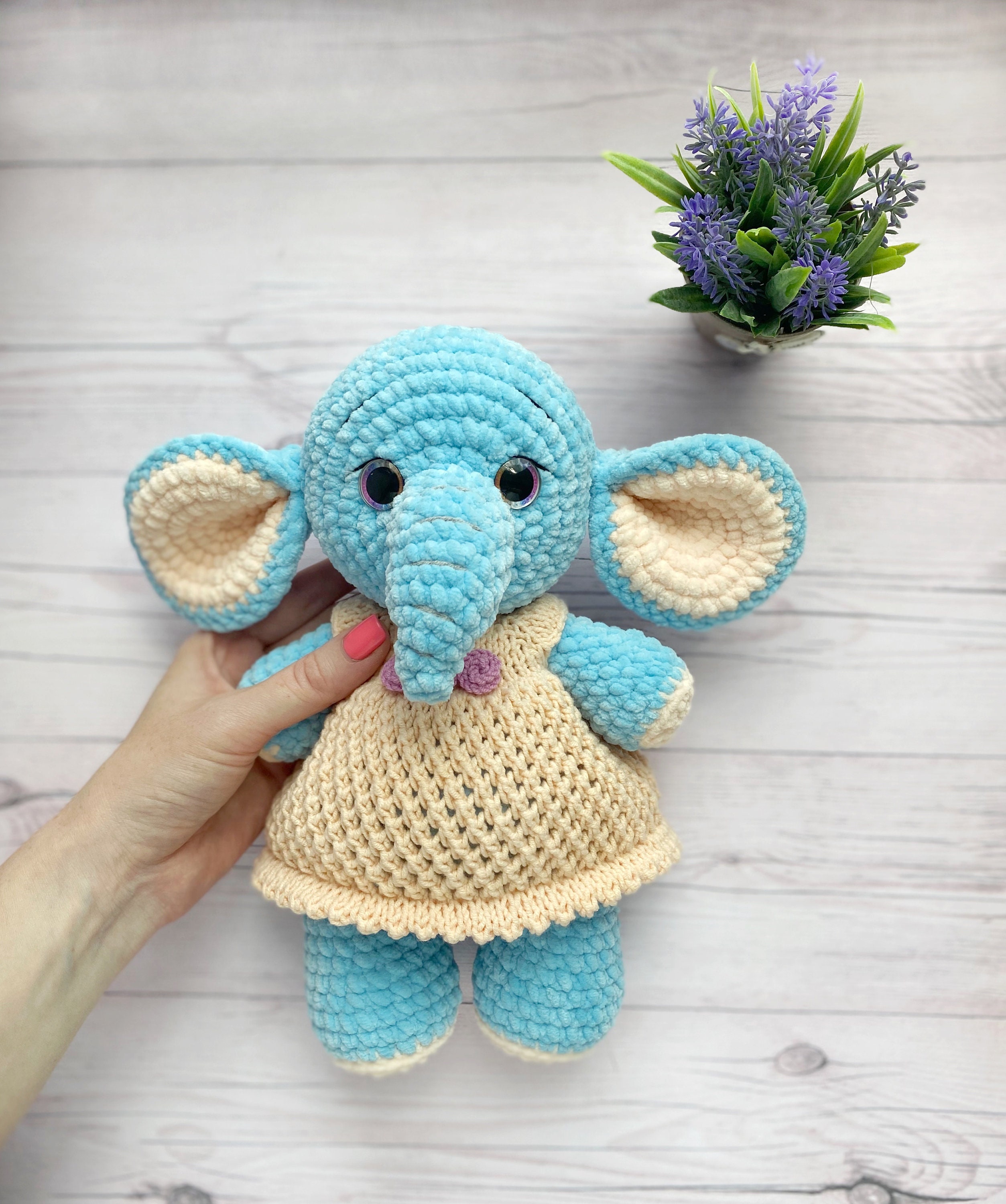 Stuffed sky-blue elephant Plush elephant for girl nursery | Etsy