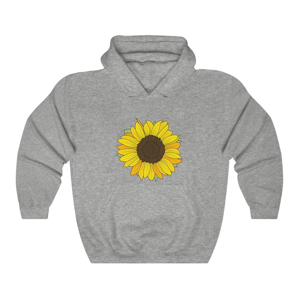 Sunflower Hoodie Big Sunflower Hoodie Sunflower Hooded | Etsy