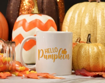 Hello Pumpkin Mug, Fall Coffee Mug, Pumpkin Spice Latte, Fall Gift, PSL, Pumpkin Decor, Fall Home Coffee Cup