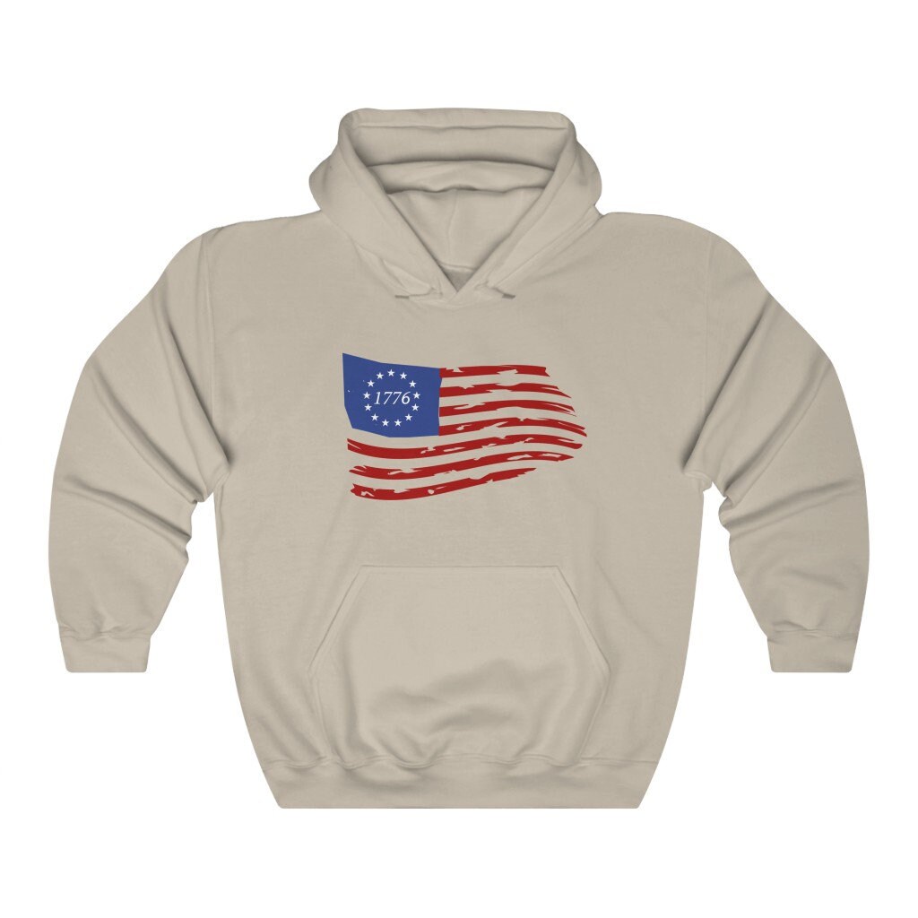 American Flag Hoodie, Patriotic Hoodie, Flag Hoodie, 1776 Betsy Ross, Distressed Flag Sweater