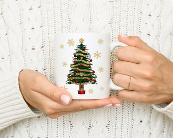 Tasse colorée de vacances d’arbre de Noël, tasse de Noël, décor de vacances, tasse de café festive, cadeaux de tasse de Noël, tasse d’arbre de Noël, cadeau pour elle