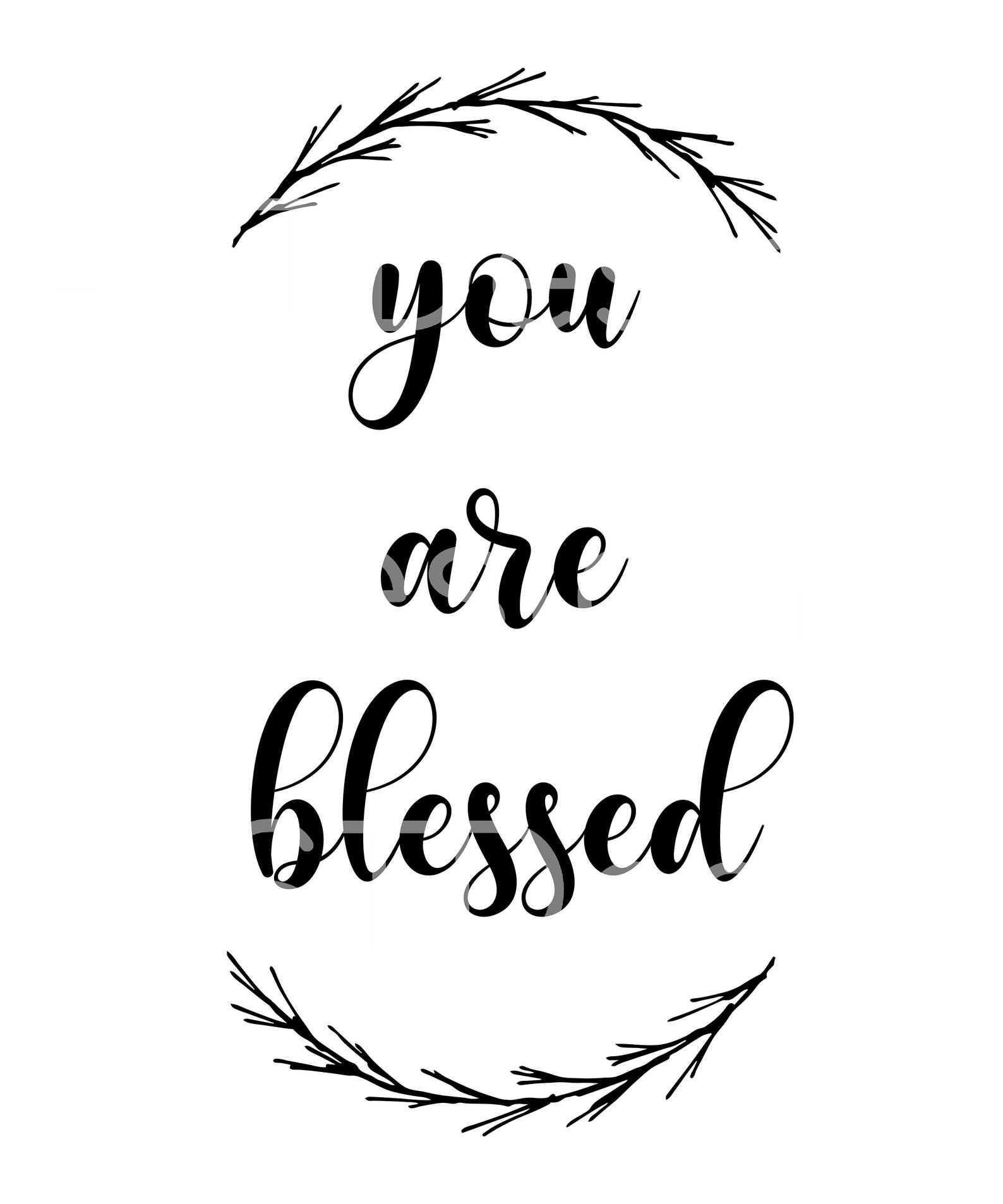 You Are Blessed Wall Art Inspirational Digital Art Blessed Etsy UK