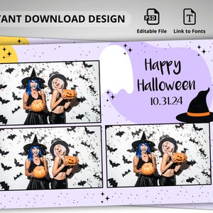 Lila Halloween Photobooth Template, 4X6 Streifen, personalisierbar