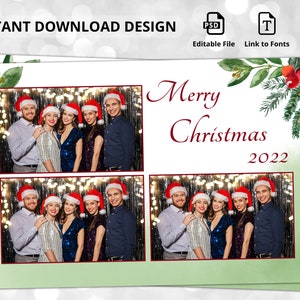 Festive Christmas Photobooth Template, Photo Booth Template, 4X6, Merry Christmas, Custom