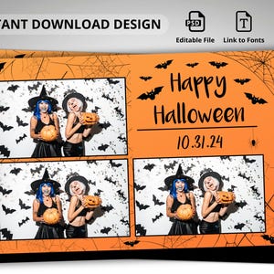 Halloween Photobooth Template, Photobooth Vorlage, 4X6 Streifen, Custom Design