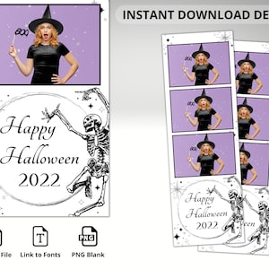 Skeleton Halloween PhotoBooth Template, Photo Booth Template, 2X6, party