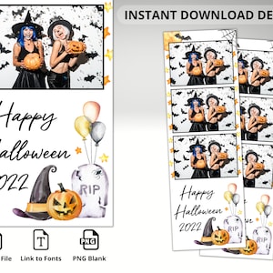 Party PhotoBooth Template, Halloween Photo booth template, 2X6 Strip, Custom