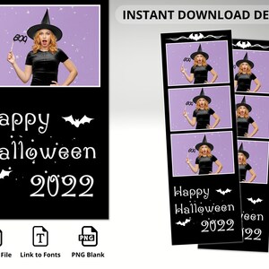 Black Halloween Photo Booth Template, Photobooth template, 2X6 Strip, Halloween, Custom Design