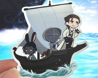 FFXIV 7.0 Dawntrail trailer scene with Meteor and Erenville Vinyl Sticker 2.5" inch