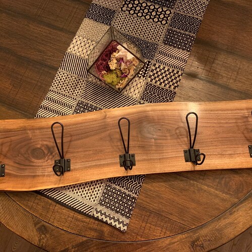 Live Edge Walnut Coat Rack Wall Mount Etsy