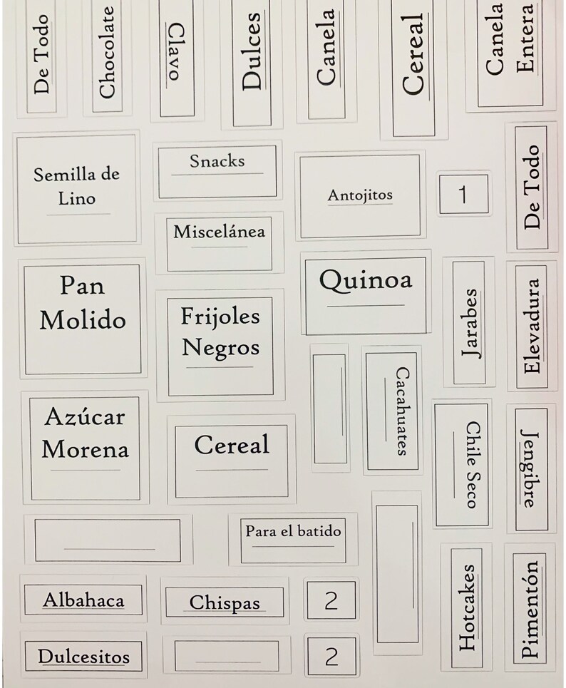 Pantry Labels in Spanish Etsy