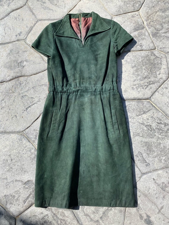 1960's/1970's Emerald Green Suede Mod Dress/Shirtd