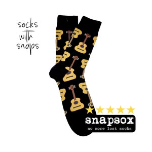 Snapsox: NO MORE lost socks! Acoustic Guitar socks.  Gifts for him/her.  Gifts for music fans. Gifts for guitarist. Top socks *Free shipping