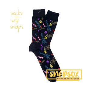 Calcetines novedosos con forma de rayo para guitarra eléctrica. Calcetines inspirados en la música. Ropa divertida para guitarrista. Regalo de músico. Calcetines de estrella de rock. *¡Envío gratis!