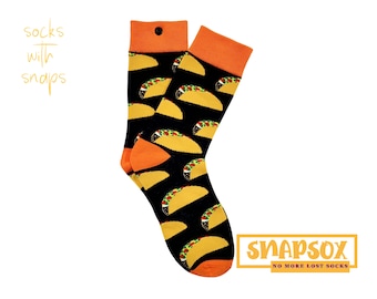 Taco Crew Socken. Taco gemusterte Socken. Lustige Unisex Food Themen Socken. Taco-Liebhaber-Geschenke. Coole Neuheit Socken. Foodie Geschenke * Kostenloser Versand