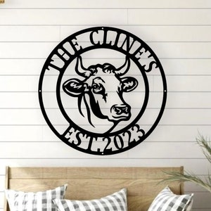 cow calf Metal Sign, Custom Cow/Calf, Farmer sign, Personalized, Established, Plasma cut steel sign, animals farm, metal art, farmhouse