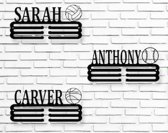 Custom Name Medal Hanger Monogram, Custom Medal Holder | Personalized Sports Medal Hanger | Display for Ribbons and Medals, Medal Holder