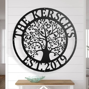 Tree of Life with Birds Metal Sign, Spring, Anniversary Gift, Wedding Decor, Mother&#39;s Day, metal family name, Tree of life, personalized