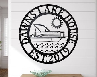 Personalized River House Sign, Boat House Sign, Lake House Signs, metal Signs, Personalized Sign, Lake House Decor, Boating Sign, pontoon