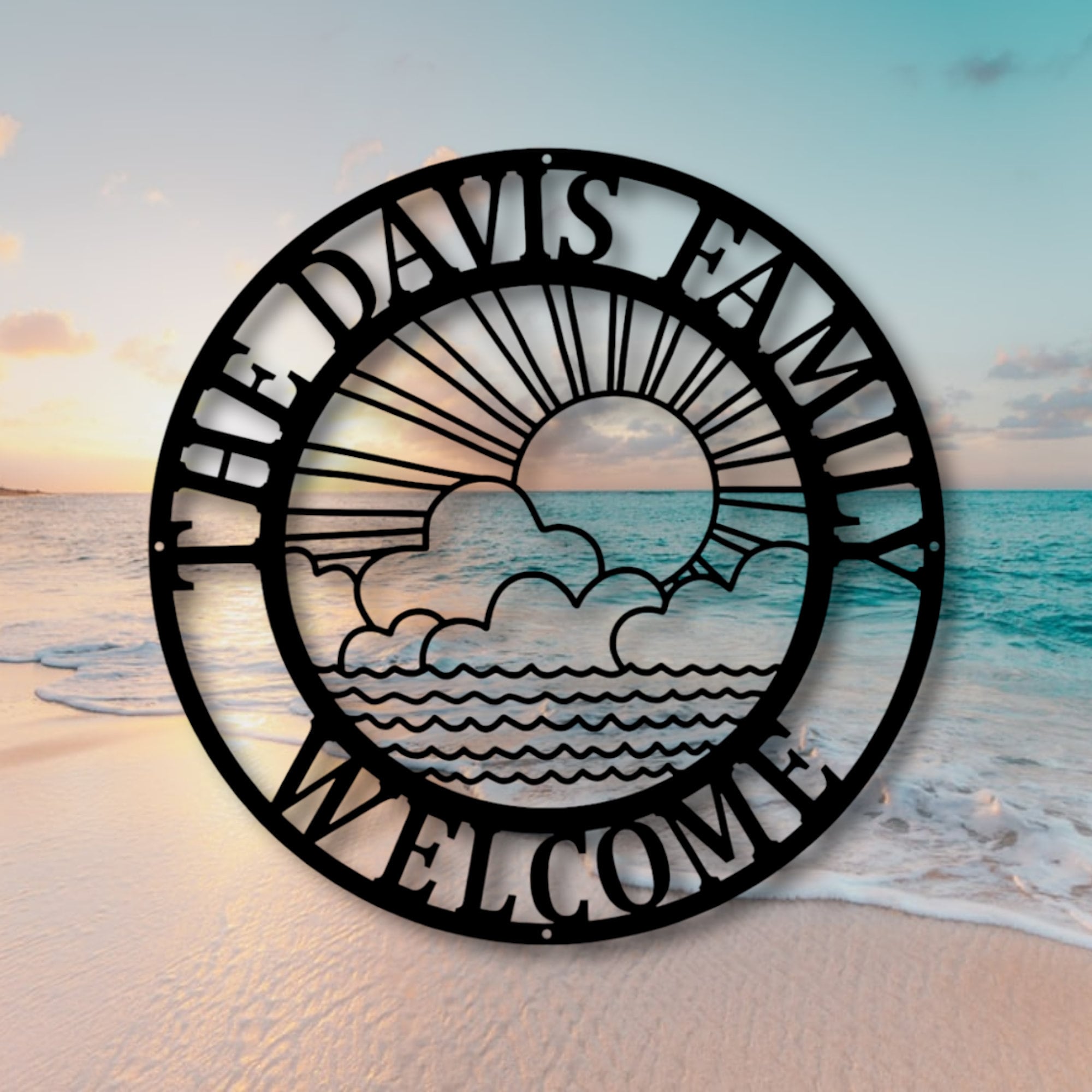 Sun and Waves Metal Wall Art Beach Wall Art Beach House Etsy