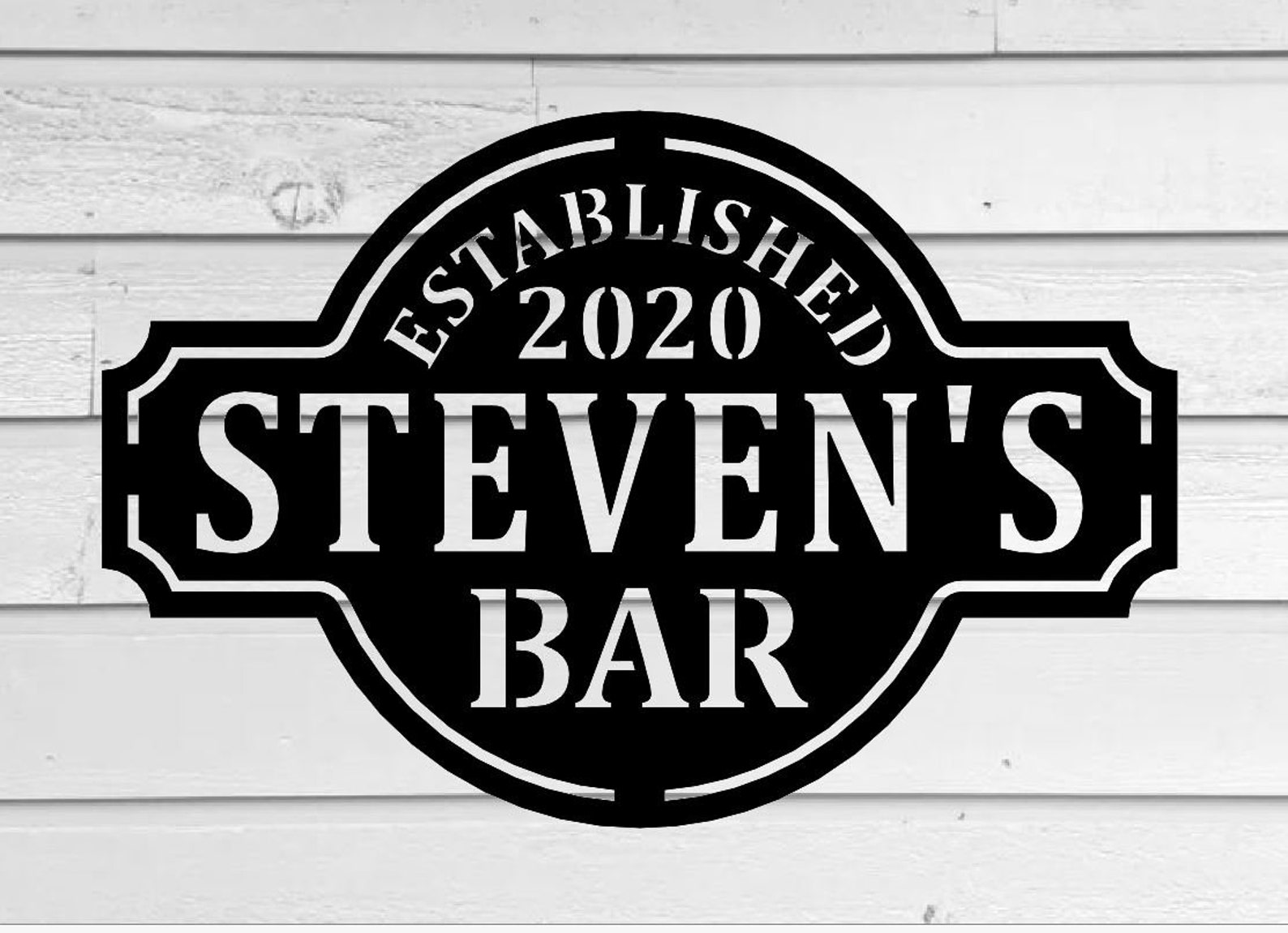 Vintage Metal Bar Sign Established Wall Decor Personalized Etsy