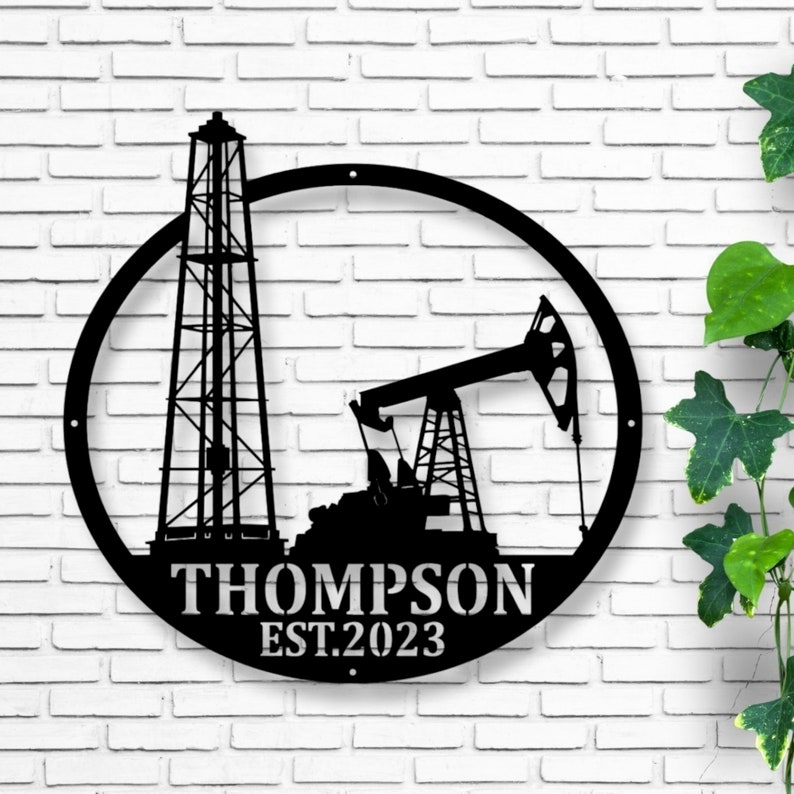 Oil Rig Signage Personalized Metal Name Sign, Custom Oil Field Sign, Oil Rig Welcome ...