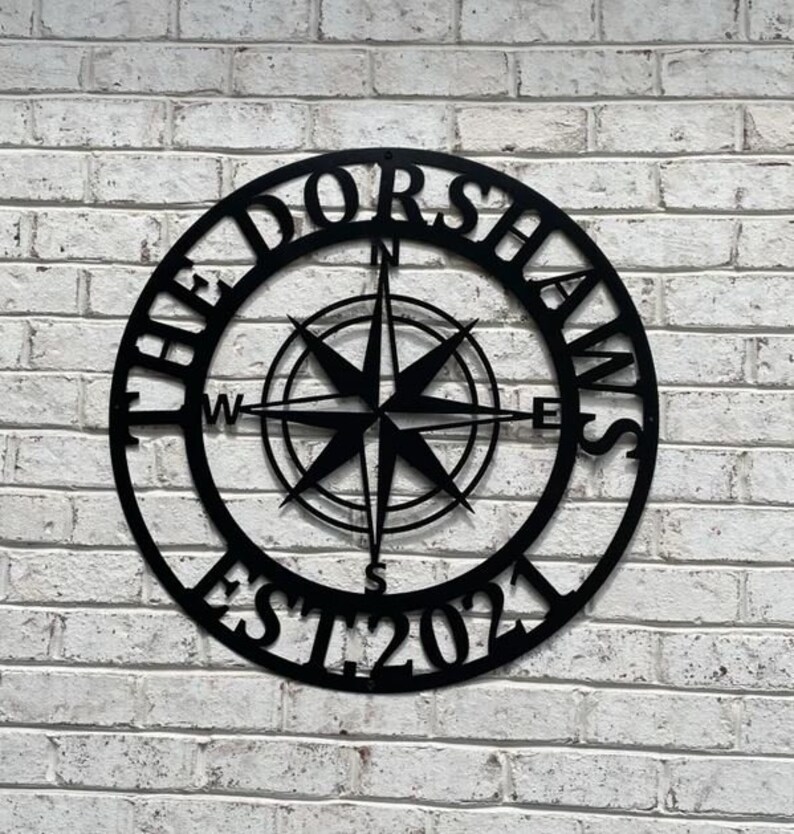 Compass Address Sign Personalized Compass Rose Metal Sign - Nautical Address Wall Art ...