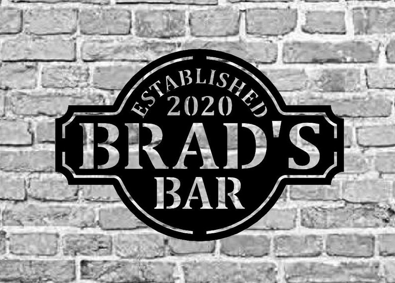 Vintage Metal Bar Sign Established Wall Decor Personalized Etsy