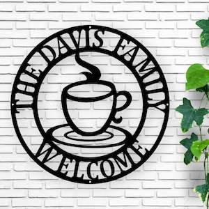 Letrero de metal personalizado para cafetería / Decoración de pared personalizada para amantes del café / Regalo único para el hogar o la cafetería