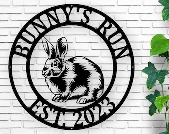 Metal Rabbit Sign - Rustic Home Decor, Vintage Style Wall Art, Garden Decoration, Bunny Lover Gift & Animal Themed Decor