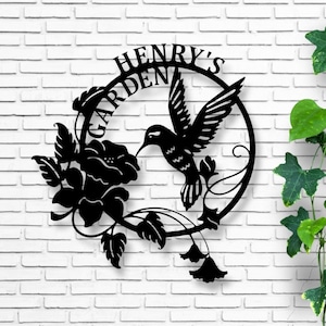 Kolibri Blechschild, individuelles Kolibri Geschenk | KOSTENFREIER VERSAND | Personalisiertes Blechschild, Kolibri Monogramm