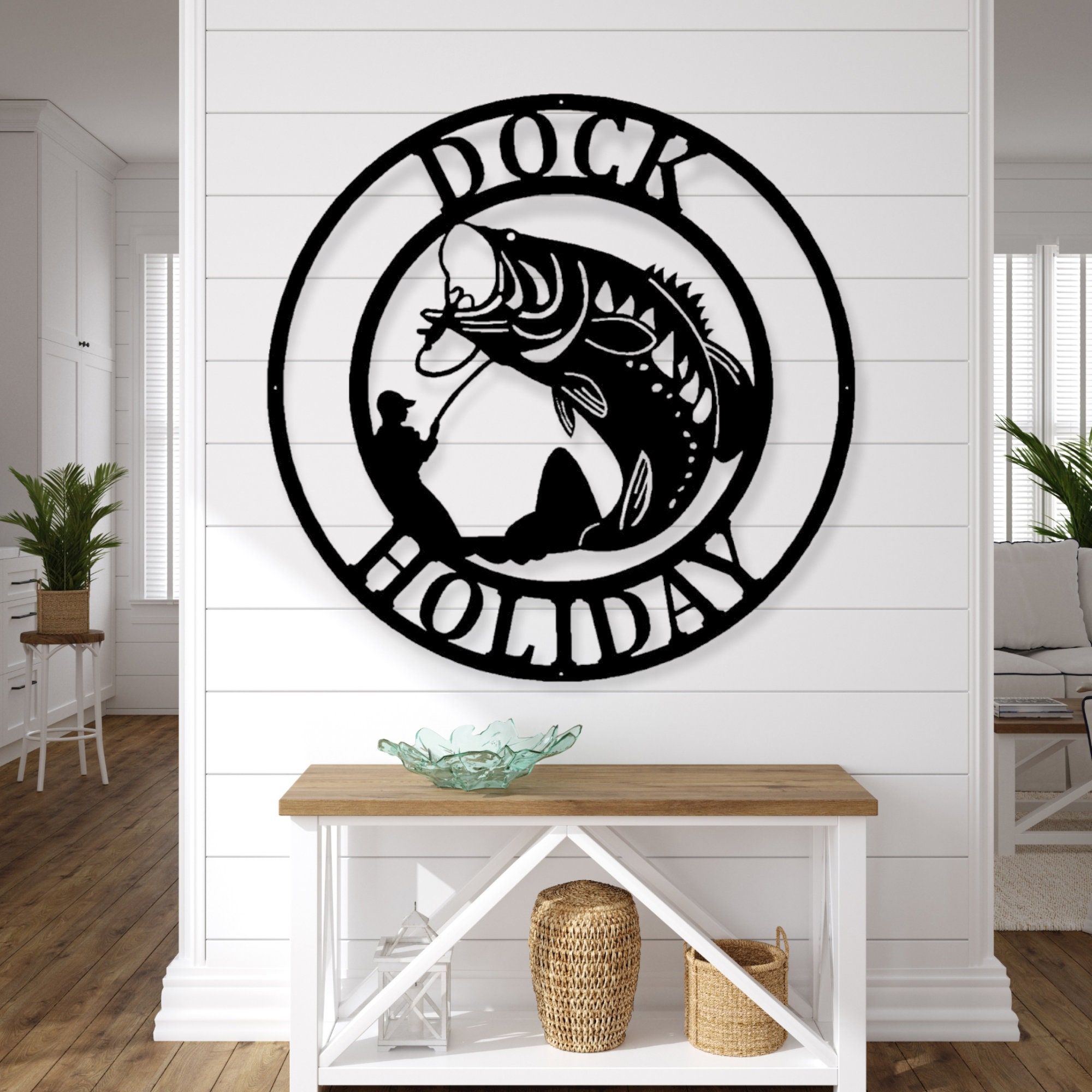 Metal Bass Wall Art Metal Wall Decor Bass Fishing Gift for Men Etsy